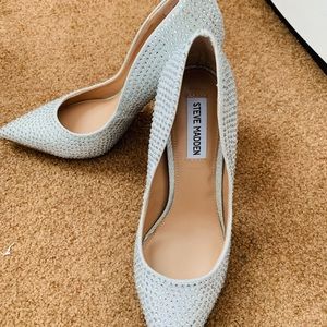 Steve Madden Silver Rhinestone Daisie Pumps